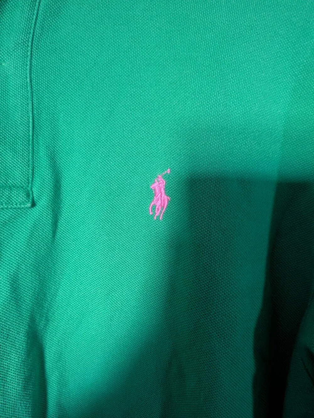 Polo Ralph Lauren‎ Green Polo Shirt W Pink Pony Men's Size Medium